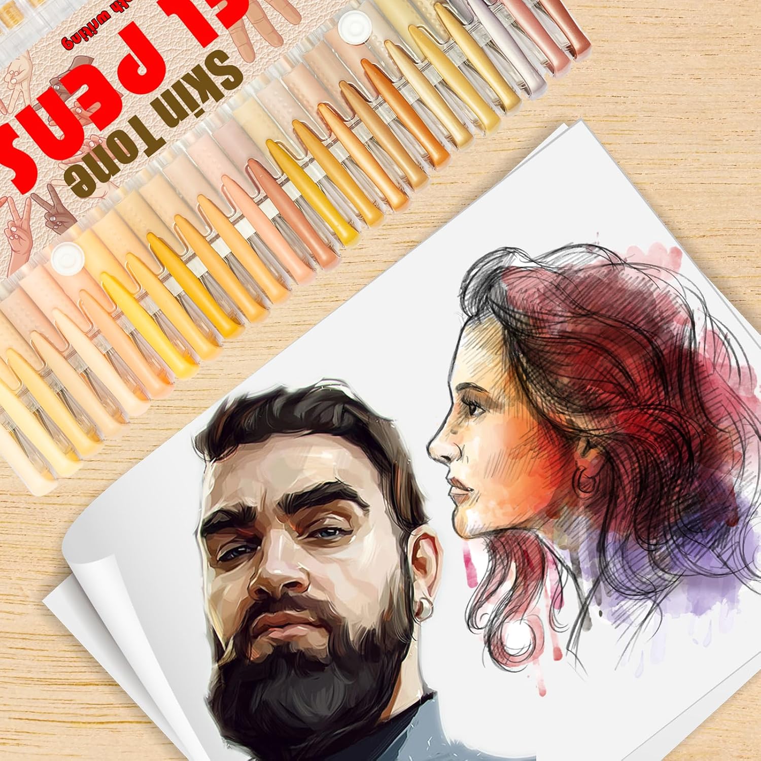 Skin Tone Gel Pens for Coloring Book,72 Color Gel Pens Set including 24 Color Gel Pen with 48 Refills,40% More Ink Colored Gel Pens for Drawing, Doodling, Scrapbook, Journaling