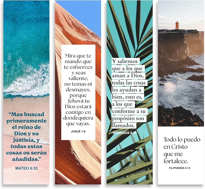 Spanish Christian Verses Bookmarks, 8x2inch Variety Pack Bookmarks, Christian Bookmark, Page Marker Divider, Christian Gifts for All Occasions Divisor de lectura (Quantity of 8)