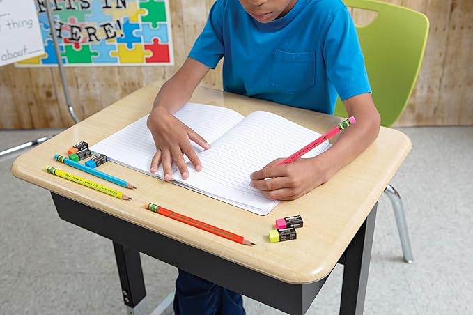 Ticonderoga My First Tri-Write Wood-Cased Pencils, Pre-Sharpened, 2 HB, With Erasers, Neon Colors, 12 Count