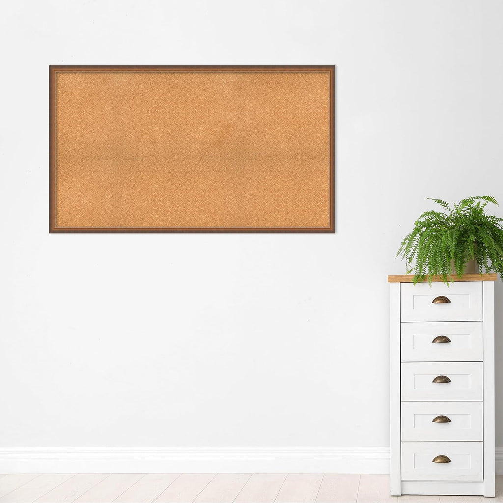 Amanti Art Natural Cork Board for Wall, 34x58 Vision Board with Bronze Frame, Oversize Corkboard Office Decor for Home Organization, Modern Corkboard Pinboard to Display Items for Home Organization