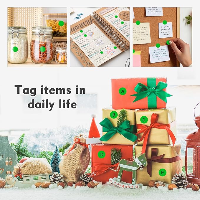 PARLAIM 3/4 Inch Roll Color Coding Labels,4000 per/4 Rolls Round Adhesive Color Coding Circle Dot Stickers for Office Home (Green)