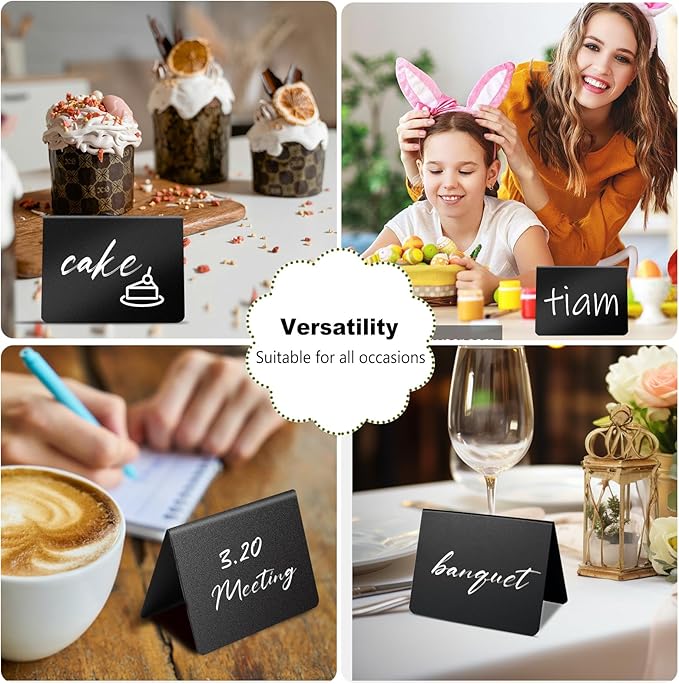 16 Pcs Mini Chalkboard Signs, Food Labels for Party Buffet, Premium Small Chalkboard Sign, Reusable and Easily Cleanable Small Chalkboard Signs with Stand, Food Signs for Buffet, Catering Supplies