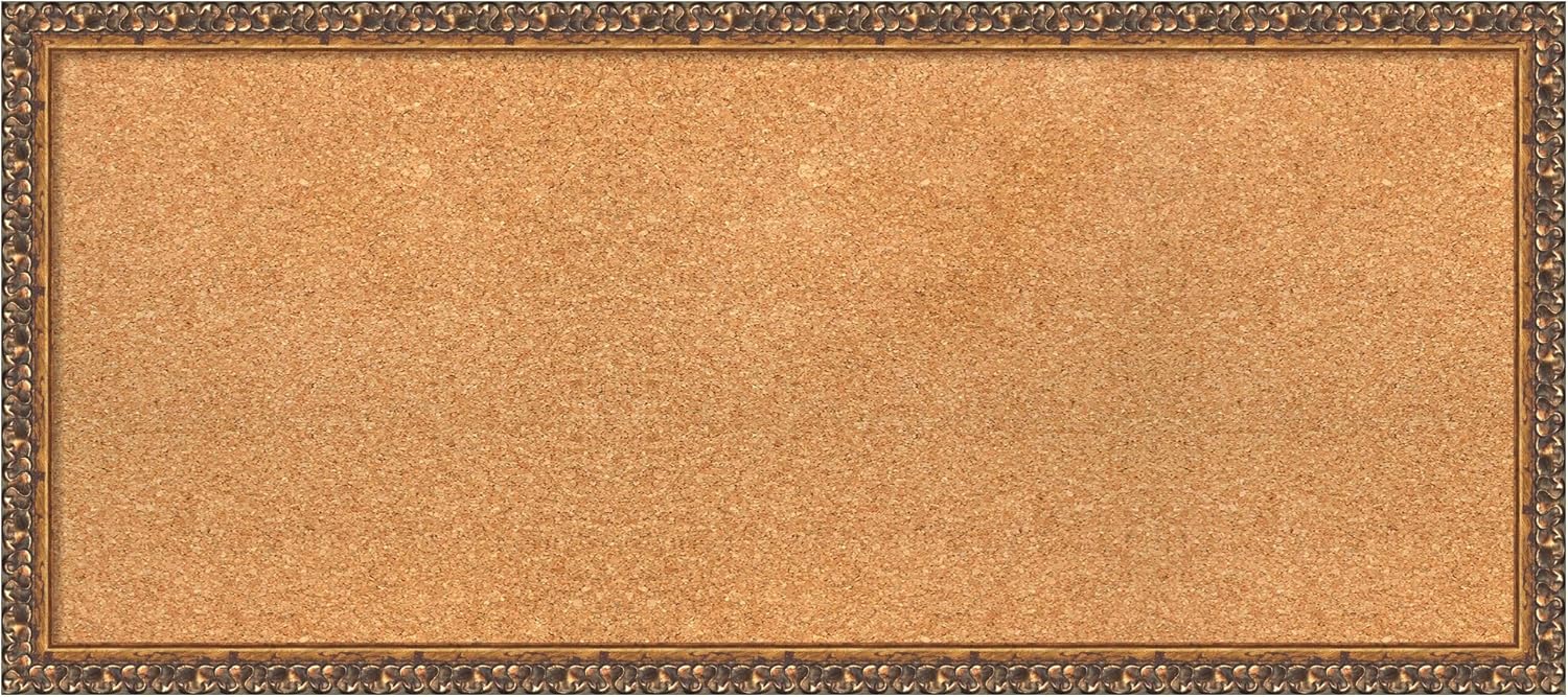 Amanti Art Natural Cork Board for Wall, 16x36 Vision Board with Bronze Frame, Medium Corkboard Office Decor for Home Organization, Traditional Corkboard Pinboard to Display Items for Home