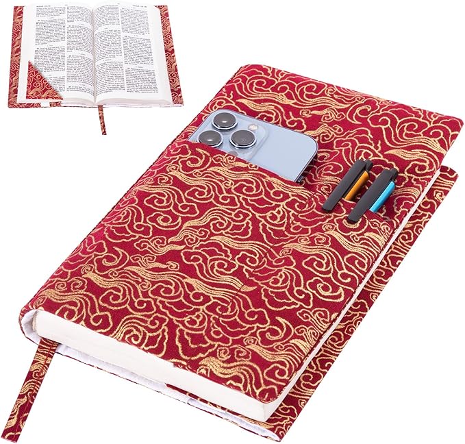 Book Covers with Corner Bookmark - Fabric Dust Jackets for Books - Book Protector for Book Lovers - Book Covers for for Paperbacks,Hardcover,Bibles - Soft Cover Book Sleeve for AA Books