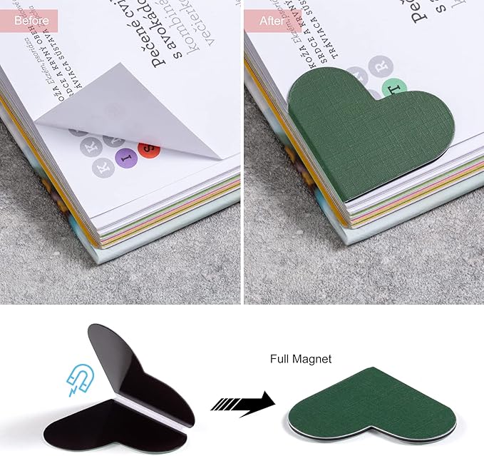 20 Pack Heart-Shaped Magnetic Bookmarks, Perfect for Book Lovers, Children, Women, Men, Teachers, Students, Birthday, Christmas, Graduation Double-Sided Printing for Easy Page Marking