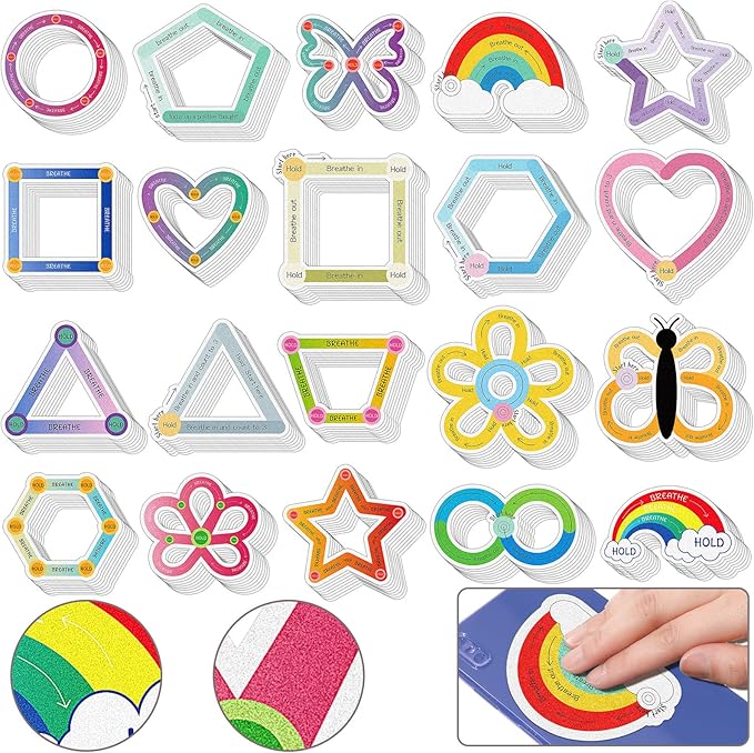 80 Pcs Anxiety Sensory Stickers with Inspirational Quotes Calm Textured Strips Relief Mental Health Stickers School Office Adhesive Sensory Tape Anti Stress Toys for Adults Teens (Vibrant)