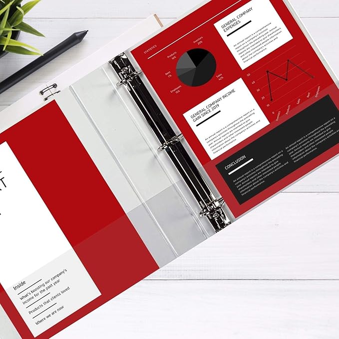 3 Ring Binders, 3 Inch Angle D-Rings, White, 4 Pack, Clear View, Pockets