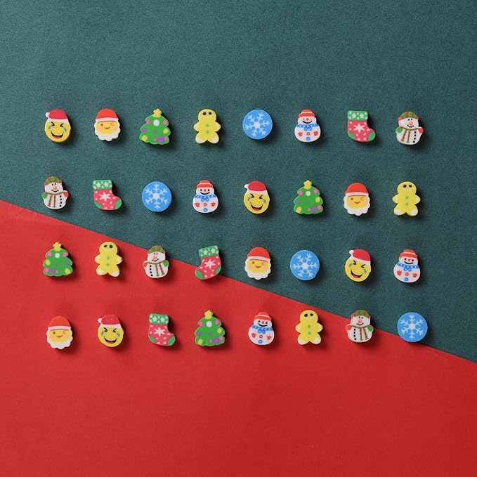 400PCS Mini Fun Cute Christmas Erasers for Kids,Back to School Party Gifts (Mini Christmas erasers)