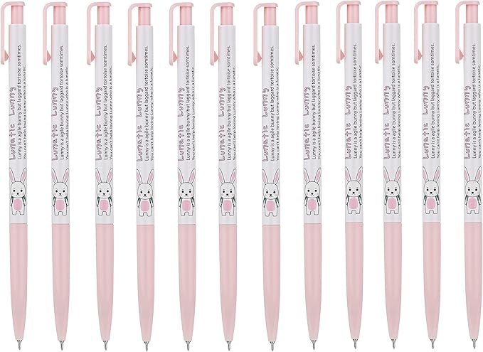 ZEESOON Xeno Lunatic Lunny 0.38mm Slim Ball Point Pen Dozen Box 12 Pcs, Made in Korea (Pink 12pcs)