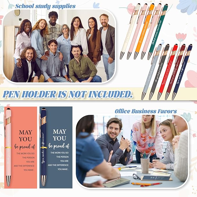 20 Set Employee Appreciation Ballpoint Pens with Inspirational Stylus Tips Cards Team Thank You for Coworkers Team Nurse Teacher Staff Favors