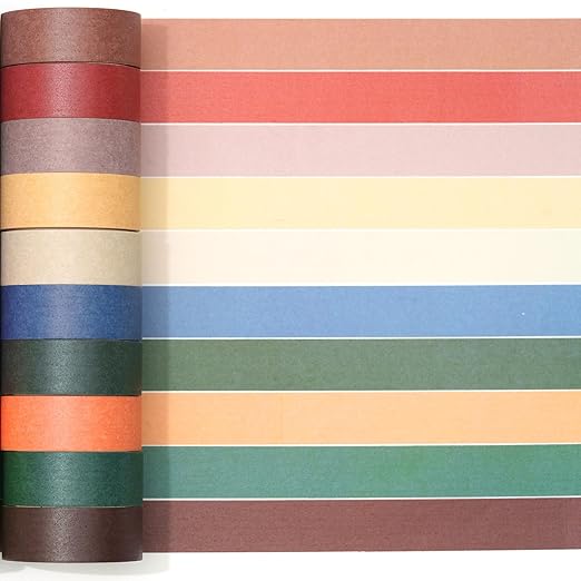YUBBAEX 20 Rolls Solid Colors Washi Tape Set Pastel Colored Masking Rainbow Decorative Tapes, Designer's Selection