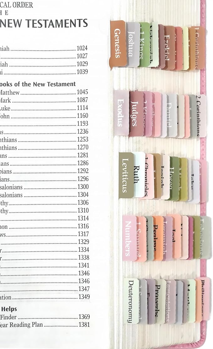 Bible Tabs for Study Bible, New & Old Testament Tabs Matte Laminated Bible Book Tabs Bible Journaling Supplies for Women(Large Print, Easy to Read) (Boho)