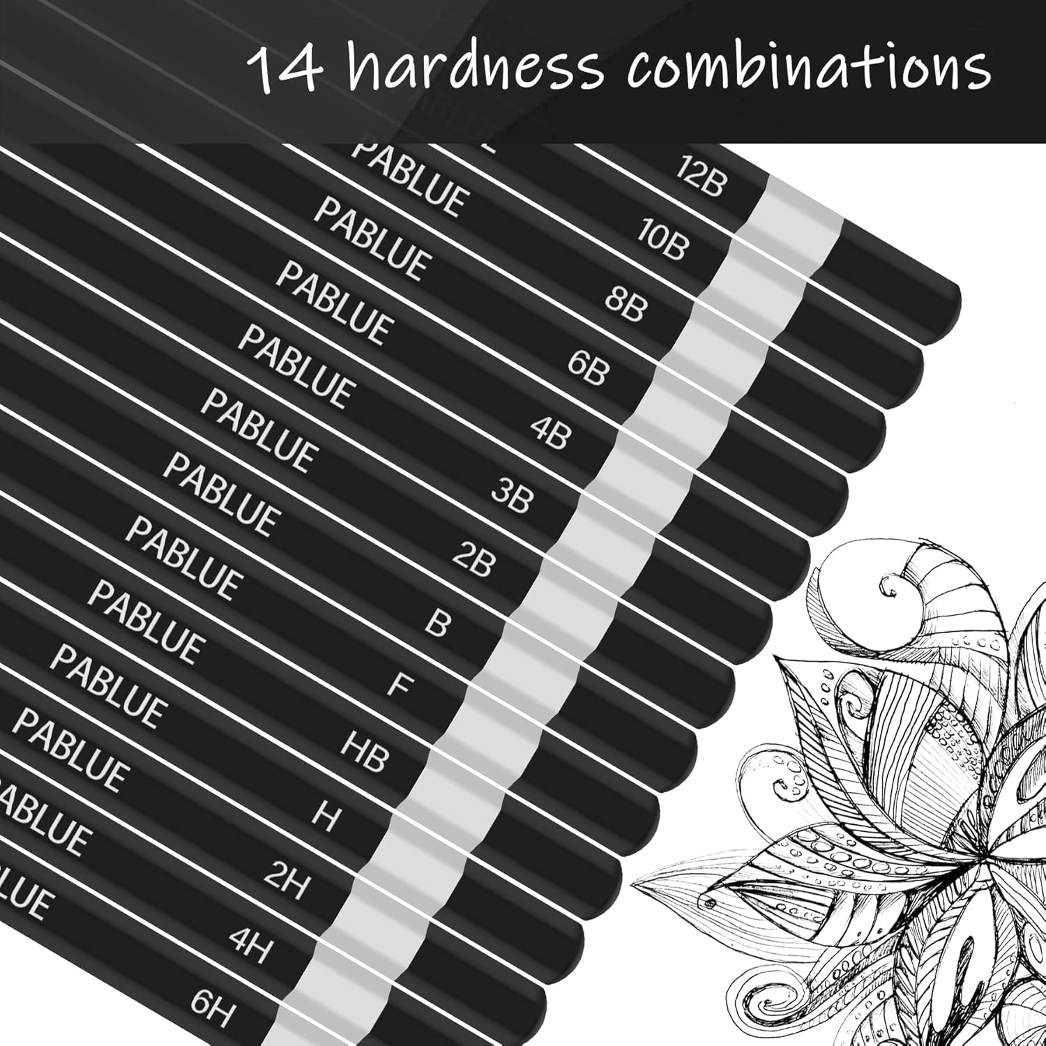 Professional Triangular Drawing Sketching Pencil Set,6H,4H,2H,H,HB,F,B,2B,3B,4B,6B,8B,10B,12B Graphite Shading Pencils for Beginners,ProArtists,Drawing,Drafting,Sketching,Shading(14 Pcs)