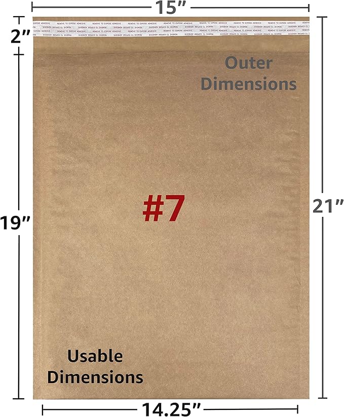 Honeycomb paper padded envelope sealable mailers (30, #7-14.25" x 19")
