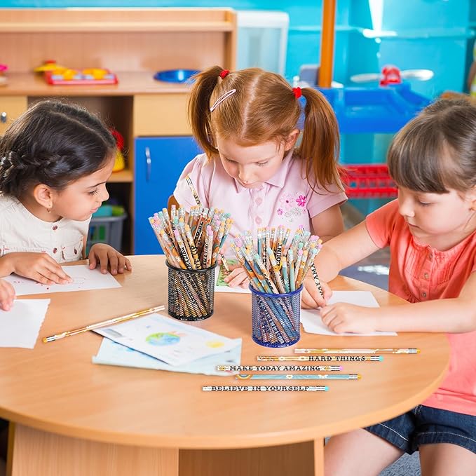 100 Pcs Retro Motivational Pencils Bulk, Inspirational School Pencils for Classroom, Cute Wood Pencils with Encourage Positive Saying, Back to School Supplies for Kids Student Teacher Classroom Reward