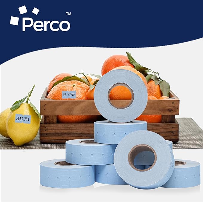 Perco 1 Line Blue Labels - 32 Rolls, 4 Sleeves, 32,000 Blank Price and Date Gun Labels for Perco 1 Line Price and Date Guns - Made in USA