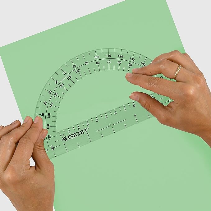 Westcott 6-Inch Plastic 180 Degree Protractor, Clear