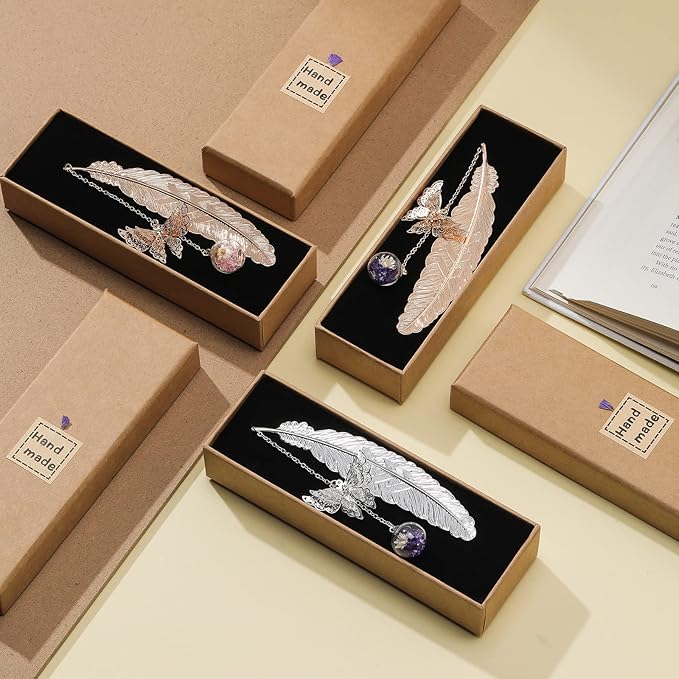 Metal Butterfly Feather Bookmark Birthday Gifts Teacher Christmas Gifts for Women Christmas Stocking Stuffers for Women Teacher Appreciation Gifts Bookmarks for Women Girls Readers Book Lover