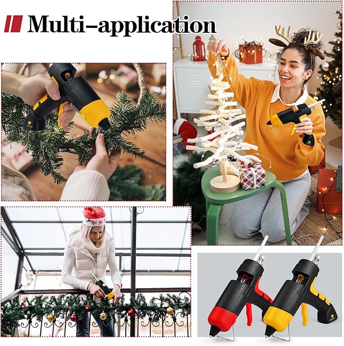 Cordless hot glue gun Kit with 10 Glue Sticks, High Temp for School Crafts DIY Arts and Quick Home Repairs (Cordless Yellow)