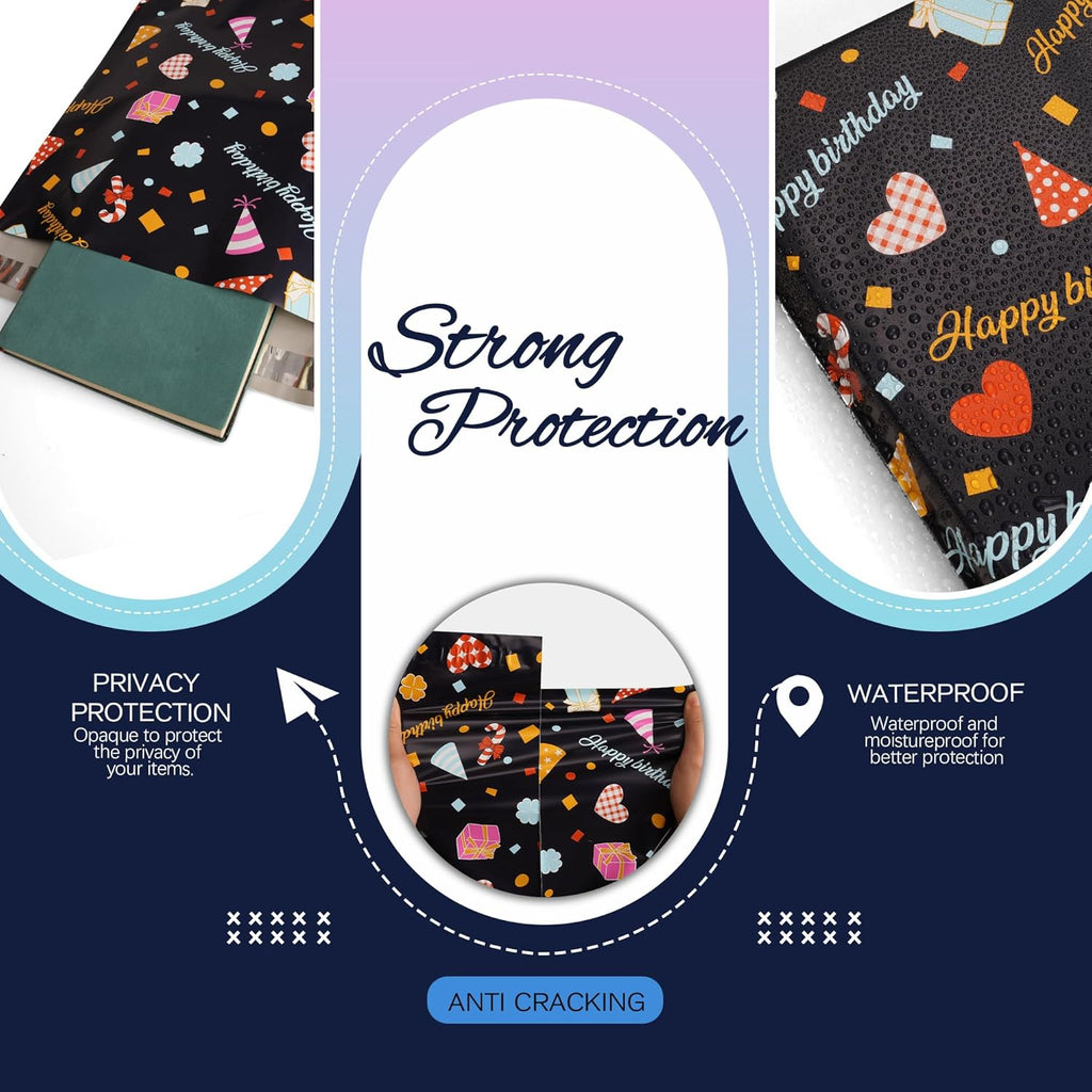 Happy Birthday Poly Mailer 6x9 Inch 100 Pcs, Waterproof Shipping Bags for Clothing, Tear-Resistant Mailier Bags, Strong Mailing Bags with Self-Seal