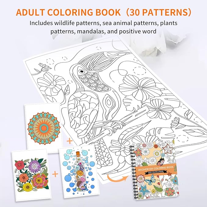 Adult Coloring Book Set,Spiral Bound Coloring Book for Adults Relaxation with 36 Colors Markers, Anxiety Relief Gifts with 30 Patterns Included Mandala Animal Flowers