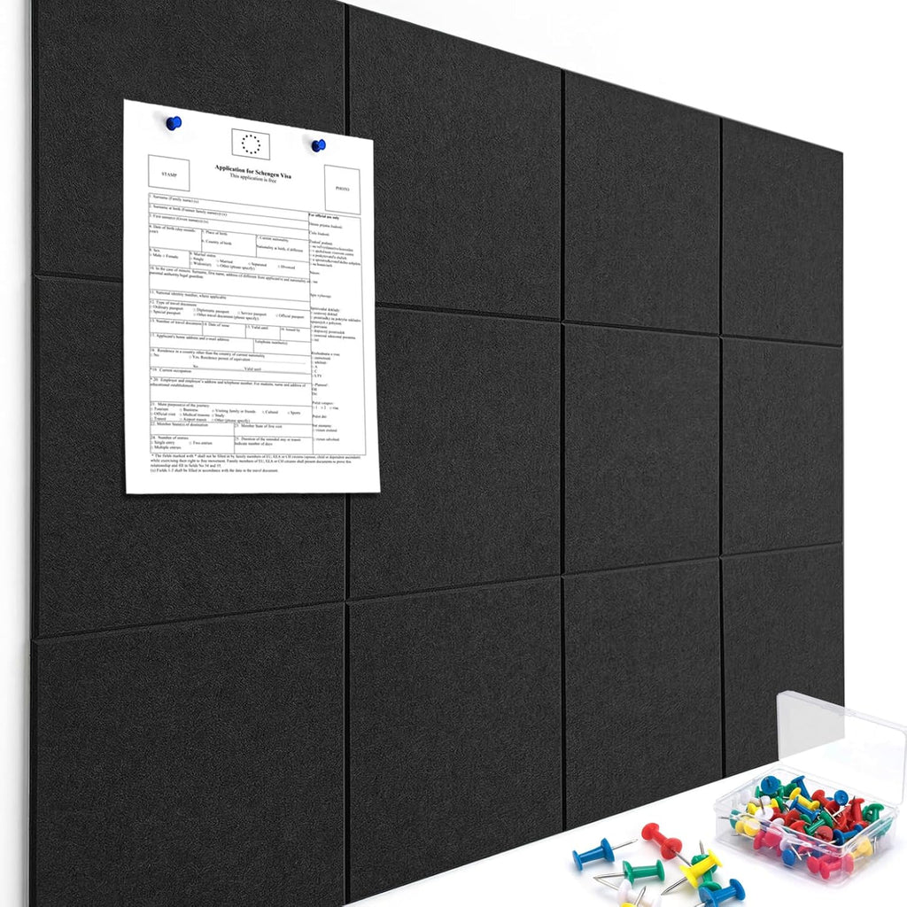 Cork Boards for Walls 48" x 36" Felt Board Alternative, 12 Pack Felt Wall Tiles Bulletin Board, Large Cork Board for Office Pin Board Tack Board Cork Boards