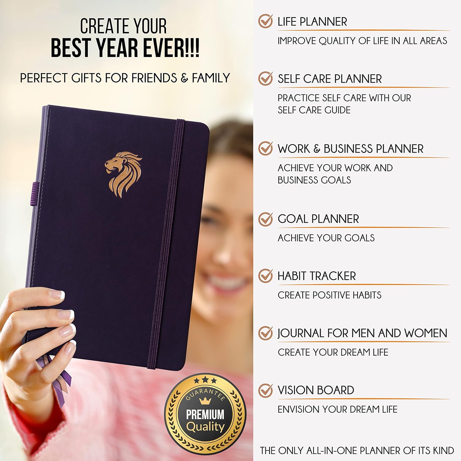 Hourly Planner - Undated Daily, Weekly & Monthly Planner with Budget Section | A 12 Month Journey to Increase Productivity & Happiness | Life Organizer & Gratitude Journal - Vertical Format