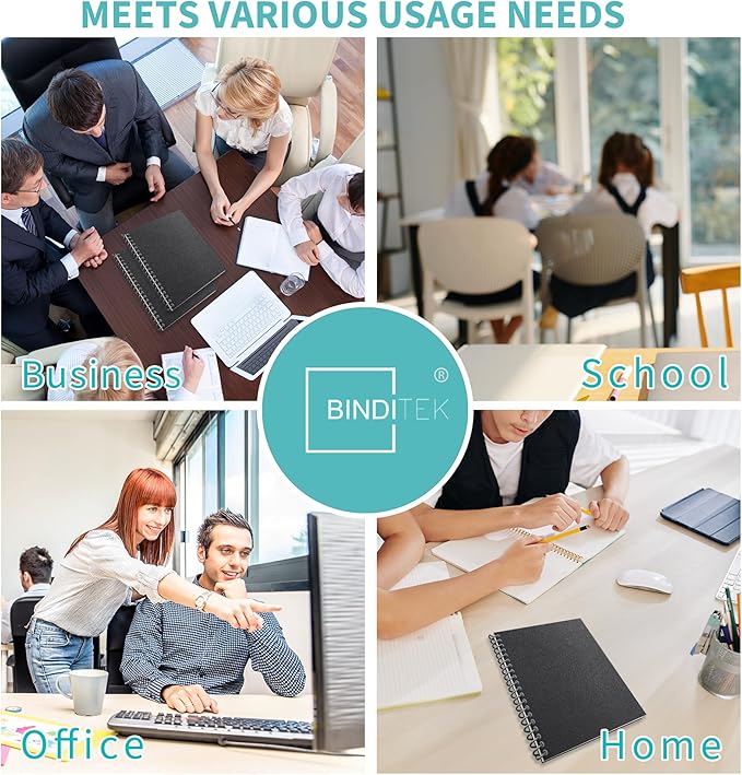 Binditek 100 Pack 16 Mil Sand-Textured Polycover - Plastic Binding Cover for Letter Size - Business Reports and Proposals - Lightly Textured Sand Finish - Square Corners, Un-Punched, Black