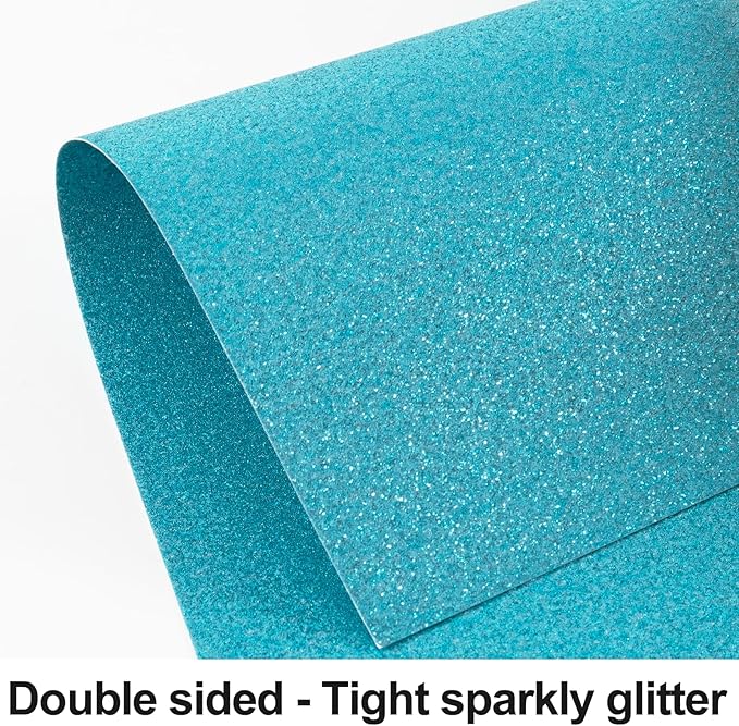 Blue Glitter Cardstock 8.5x11 Double-Sided 24 Sheets, Goefun Light Blue No-Shed Glitter Paper 280GSM/100lb Heavy Card Stock for Gift Wrapping, Birthday, Anniversary, Holiday, Greeting Cards