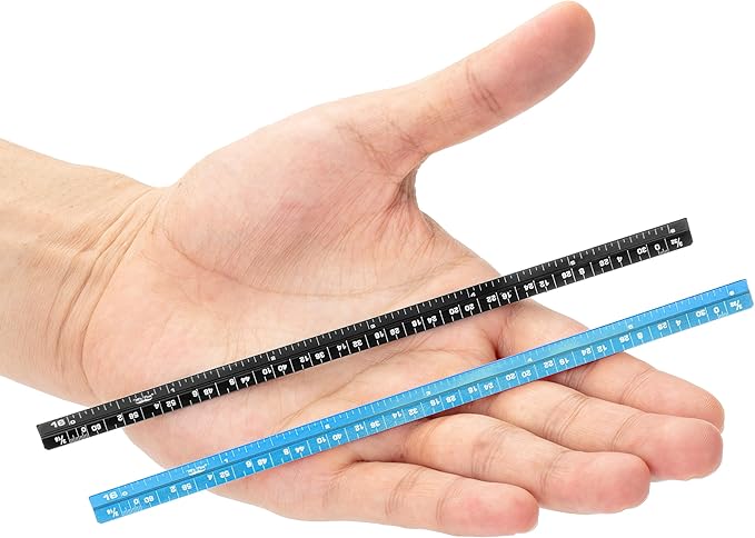 Mr. Pen- Small Architectural Scale Ruler, Aluminium, 6 Inch, 2 Pack, Black and Blue, Pocket Size Ruler, Triangle Ruler, Metal Ruler Set, Architect Scale Ruler for Blueprints