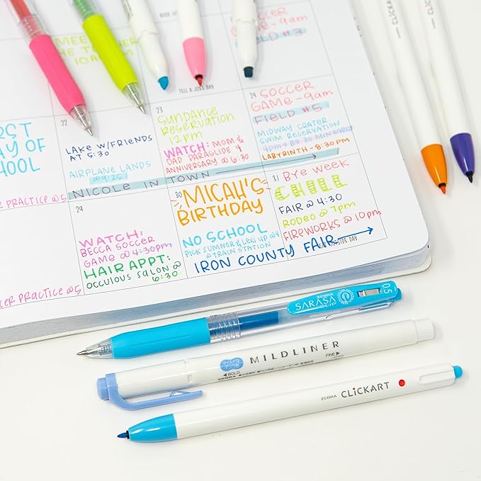 Zebra Pen Click Art Retractable Marker Pen, Fine Point, 0.6mm, Assorted Colors, 6 Pack