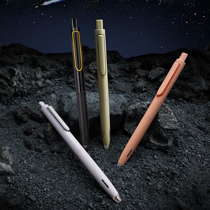 WRITECH Gel Pens Black Ink: Fine Point 0.5mm Retractable Pen 4ct No Smear for Journaling Smooth Writing Silent Click Up-Gel Pen Set