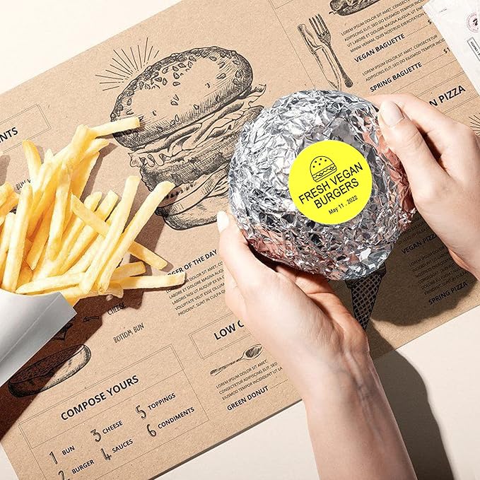 Hybsk 2 inch Circle Color Direct Thermal Stickers Shipping Labels for Barcodes,Name Tag,DIY Logo Design,QR Code,Inventory– Compatible with Zebra,Rollo,Munbyn,and More-750 pcs (2 inch,Yellow)