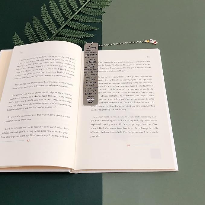 Bookmark for Daddy Thank You Birthday Gifts Papa I Love You Bookmarks Appreciate Fathers Day Present Dad Personalized Book Lover Retirement Christmas Keepsakes Book Mark with Chain from Son Daughter