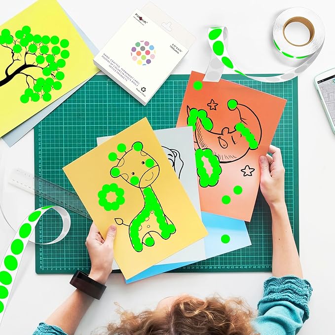 PARLAIM 3/4 Inch Roll Color Coding Labels,4000 per/4 Rolls Round Adhesive Color Coding Circle Dot Stickers for Office Home (Fluorescent Green)