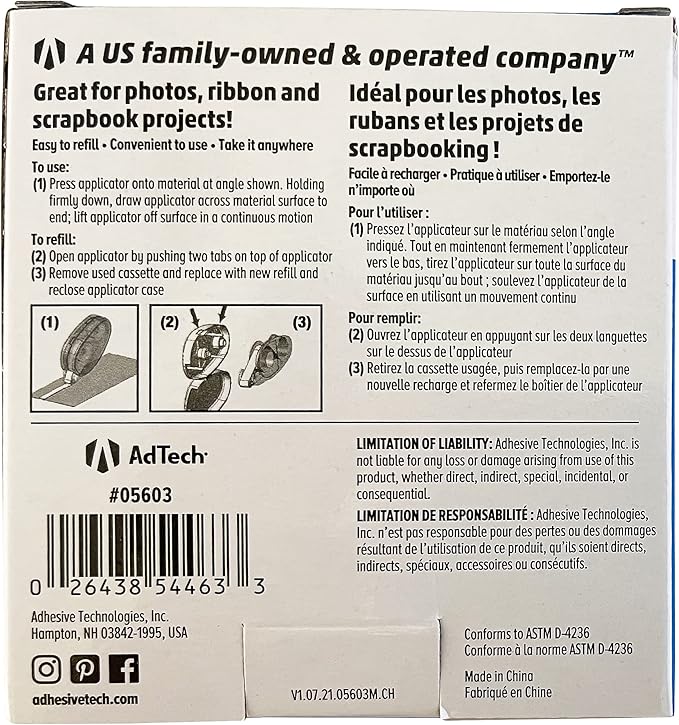 AdTech Glue Runner For Scrapbooking Supplies, case pack, Clear 4 Count (Pack of 12) cartridges,05603-CASE