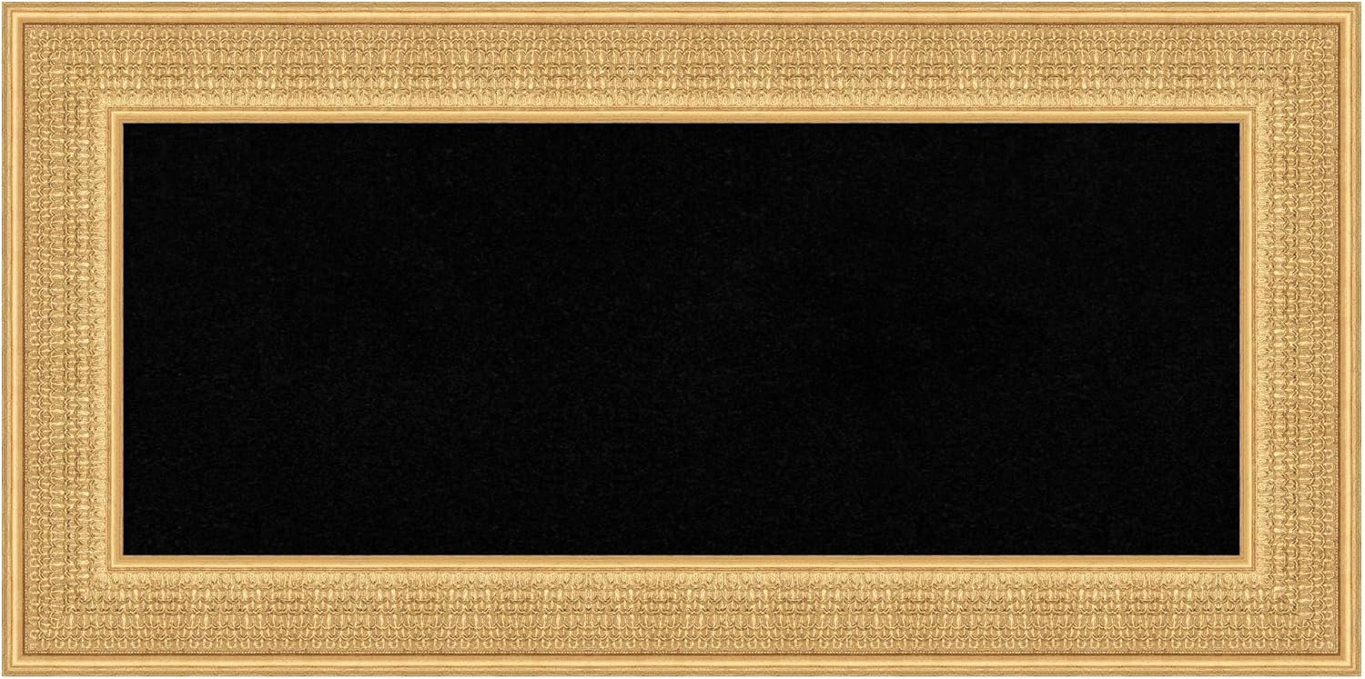 Amanti Art Black Cork Board for Wall, 18x36 Vision Board with Gold Wood Frame, Medium Corkboard Office Decor for Home Organization, Traditional Corkboard Pinboard to Display Items for Home