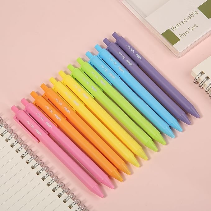 Mr. Pen- Retractable Gel Pens, 12 Pack, Bright Color Ink Gel Pens, Gel Pens Fine Point, Retractable Pens, Cute Pens, Gel Ink Pens, Aesthetic Pens for Journaling Fine Tip Pens