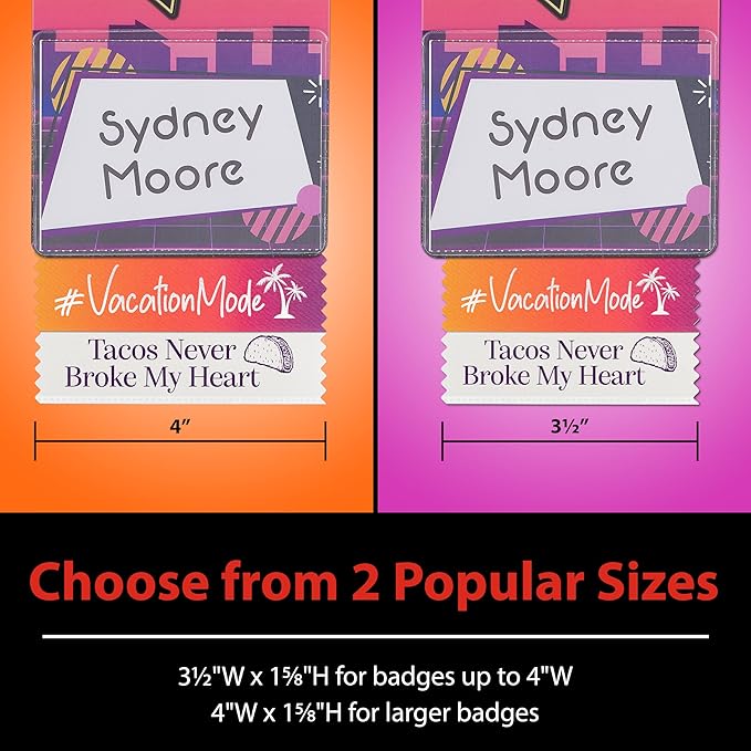 Icebreaker Corporate Badge Ribbons with Adhesive, 4" x 1-5/8" 100pk (10 Titles, 10 per Title), Satin Ribbon