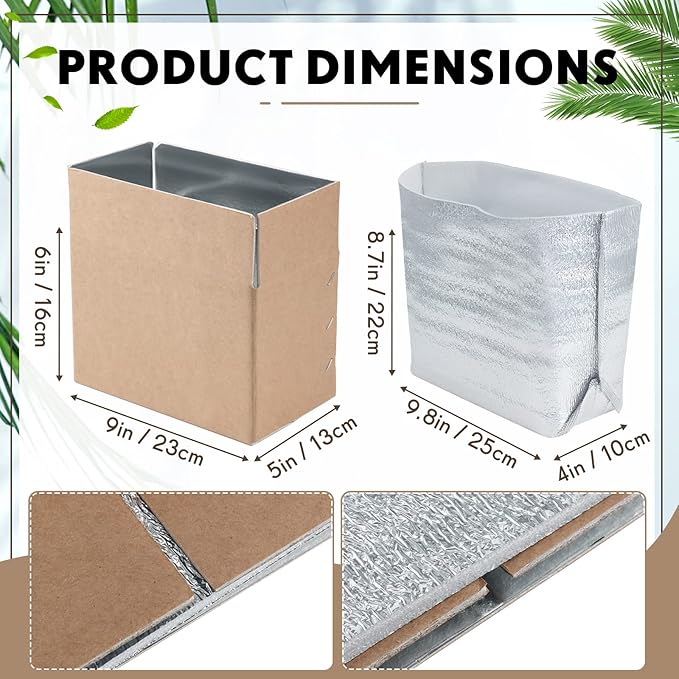 Nuanchu 30 Pieces Double Insulated Mailing Boxes with Aluminum Foil Insulated Bag Liner Cooler Small Mailing Box for Mailing Frozen Food Cold Mailing Boxes for Mailing Packing Moving, 9" x 5" x 6"