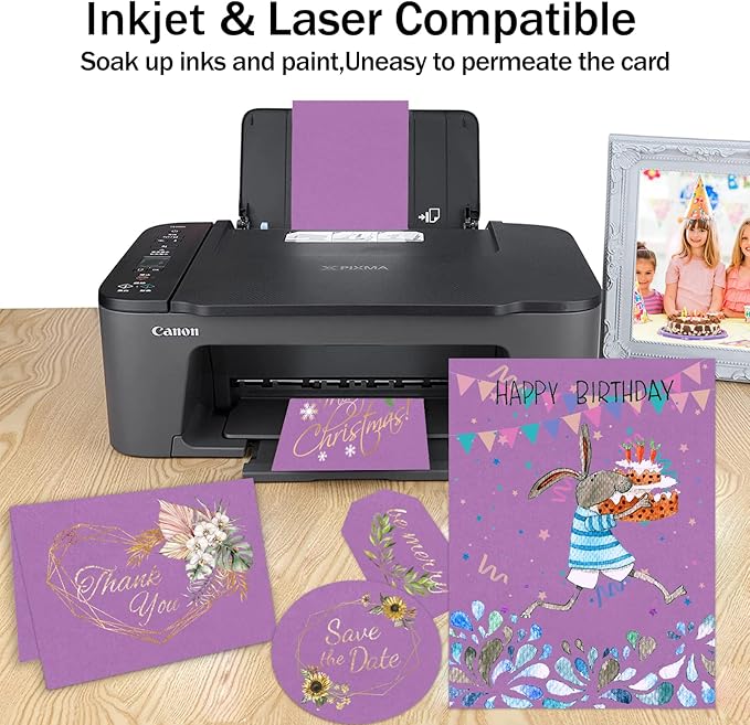 Purple Cardstock 100 Sheets 80lb Cardstock Paper 8.5 x 11, Goefun Purple Paper for Wedding Invitations, DIY Cards, Menus, Crafts