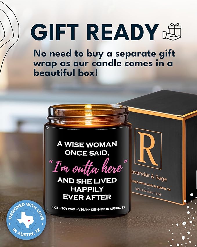 Funny Retirement/Divorce Candle, Cool Retirement Gifts For Women, Divorce Gifts For Women, Best Retirement Gifts For Women, Farewell Gifts For Colleagues Coworker Teacher, Happy Retirement Gifts Ideas