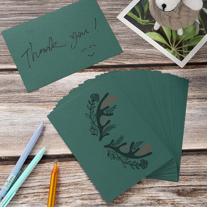 100 Pack Thick Paper Cardstock Blank Heavy Cards Stock for Invitations, Greeting Cards Making, Postcards, Photos, 250GSM Thick Paper (Dark Green, 5x7 inches)