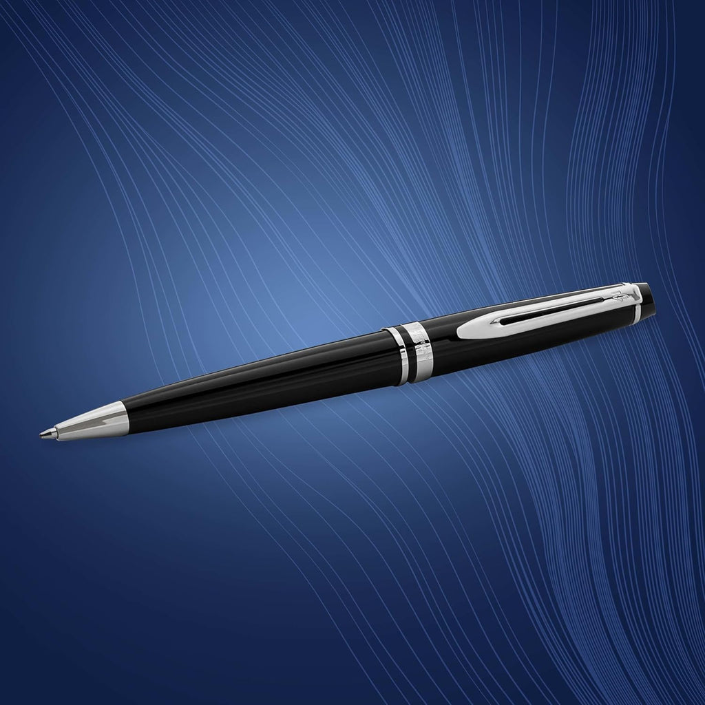 Waterman Expert Ballpoint Pen, Gloss Black with Chrome Trim, Medium Tip, Blue Ink, Luxury Pen in Gift Box, Great Gift for Coworker