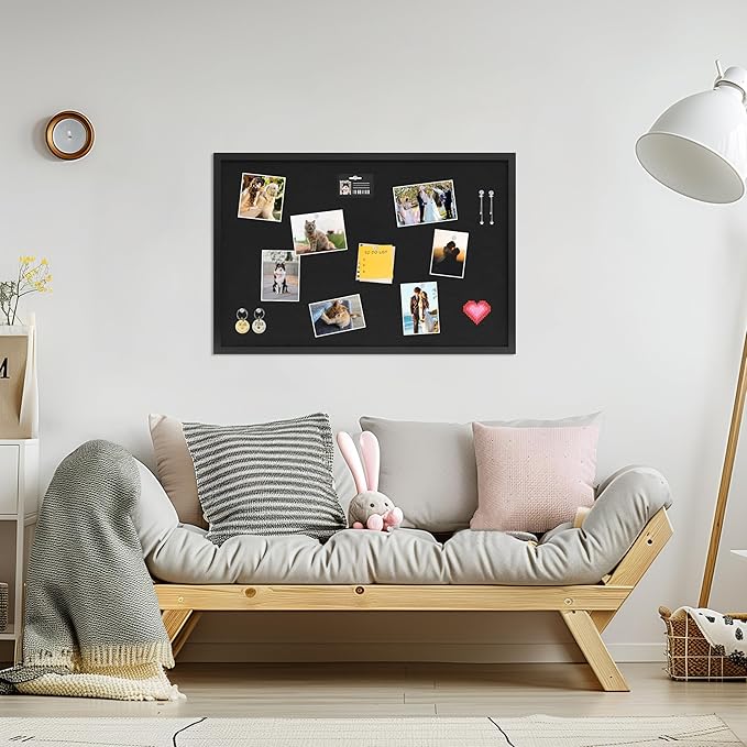 Cork Board with Linen Black 2Pack,Bulletin Board 30"x20", Corkboards for Office Home School Message Board or Vision Board Decoration.