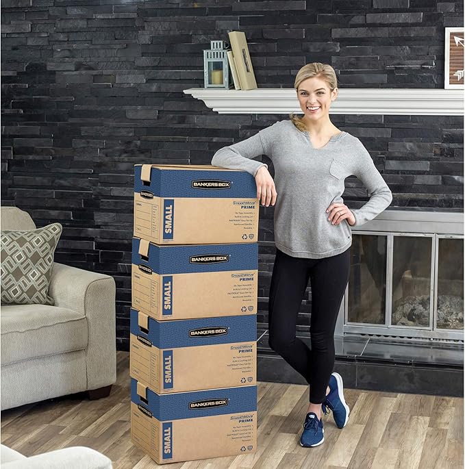 Bankers Box Small Prime Moving Box 15 Pack, Reinforced Handles, Tape-Free Assembly, Attached Lid, 16-in x 12-in x 12-in (0062711)