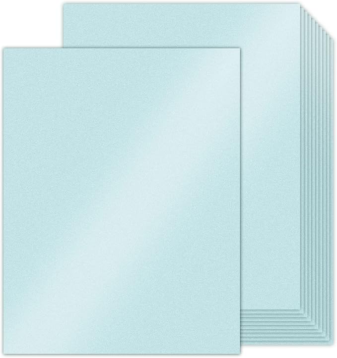 24 Sheets Blue Shimmer Cardstock 8.5 x 11 Metallic Paper, Goefun 80lb Card Stock Printer Paper for Invitations, Weddings, Parties, Showers