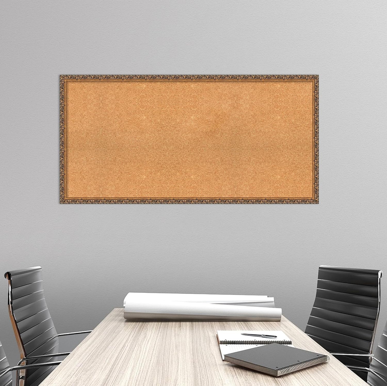 Amanti Art Natural Cork Board for Wall, 24x48 Vision Board with Bronze Frame, Oversize Corkboard Office Decor for Home Organization, Traditional Corkboard Pinboard to Display Items for Home