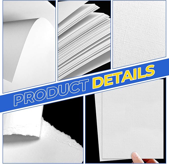 100 Sheets Linen Textured Cardstock Paper, 8 1/2 x 11" Blank White Printer Paper for Invitation Cards Making Office Printing Crafting Scrapbook DIY Projects, 92 lb Cover