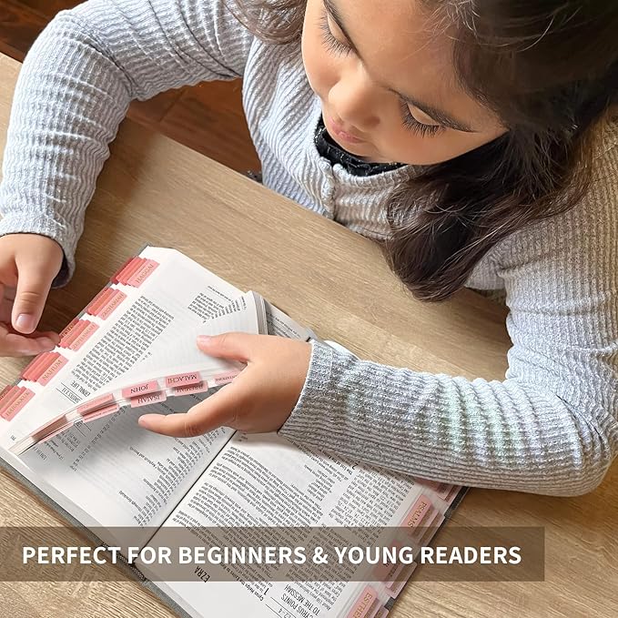 Bible Tabs for Women & Men, Laminated Bible Tabs for Study Bible, Large Print Bible Tabs for Easy Navigation, Bible Index Tabs, 66 Tabs Old & New Testament, Extra 9 Blank Tabs - Blush